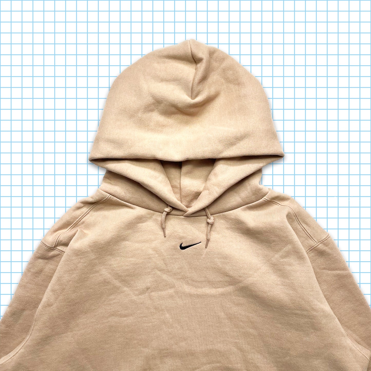 Vintage Beige Nike Centre Swoosh Hoodie - Medium / Large