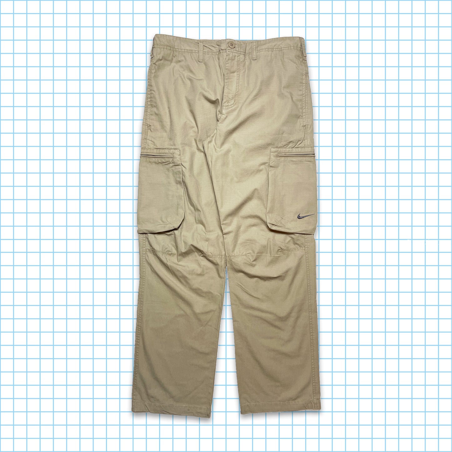 Vintage Nike Beige Rip Stop Heavy Cotton Cargos - 30" Waist