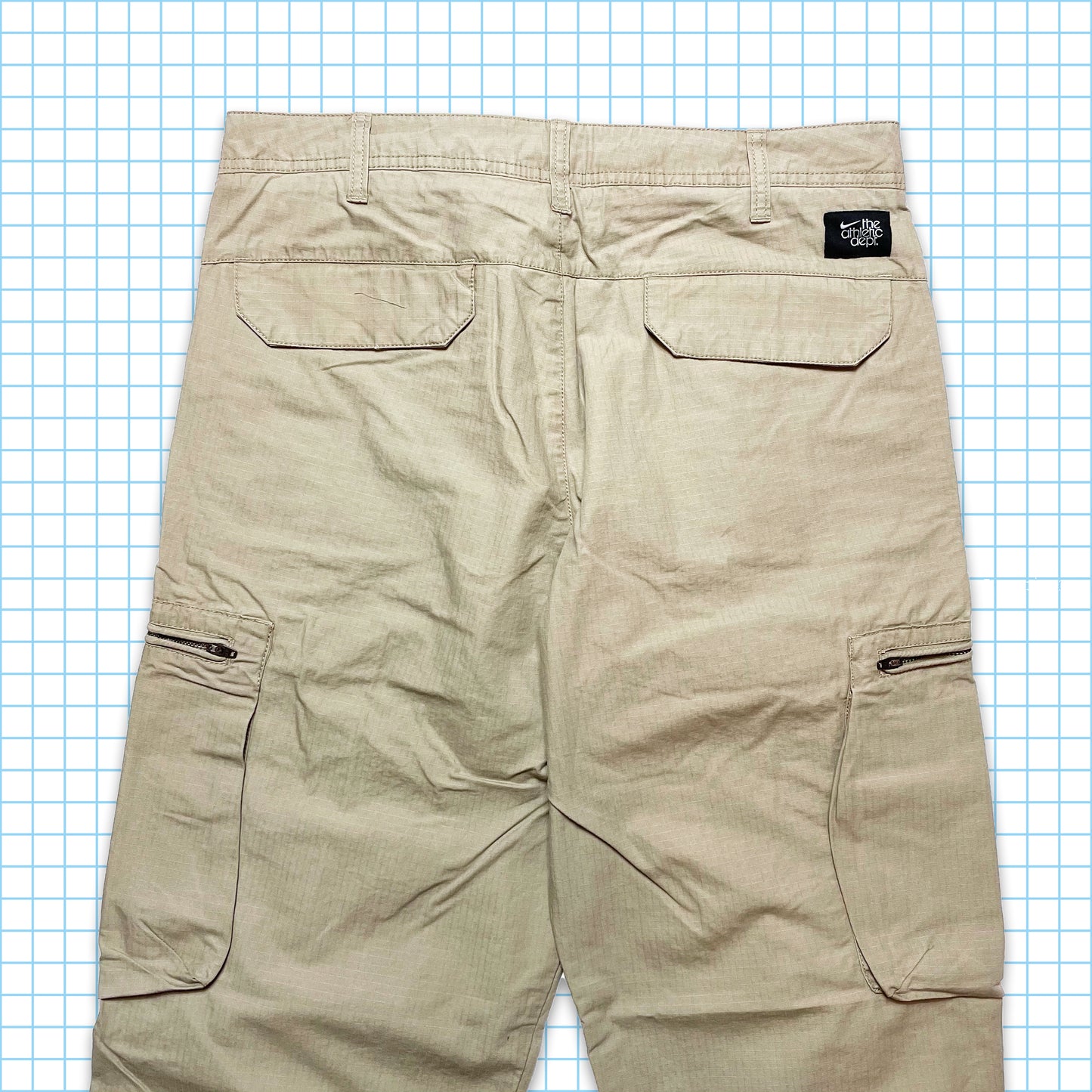 Vintage Nike Beige Rip Stop Heavy Cotton Cargos - 30" Waist