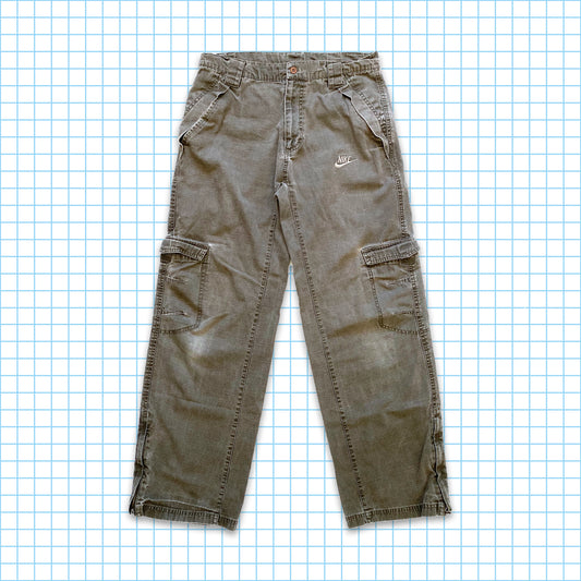 Vintage Nike Washed Khaki/Grey Cargos - Medium