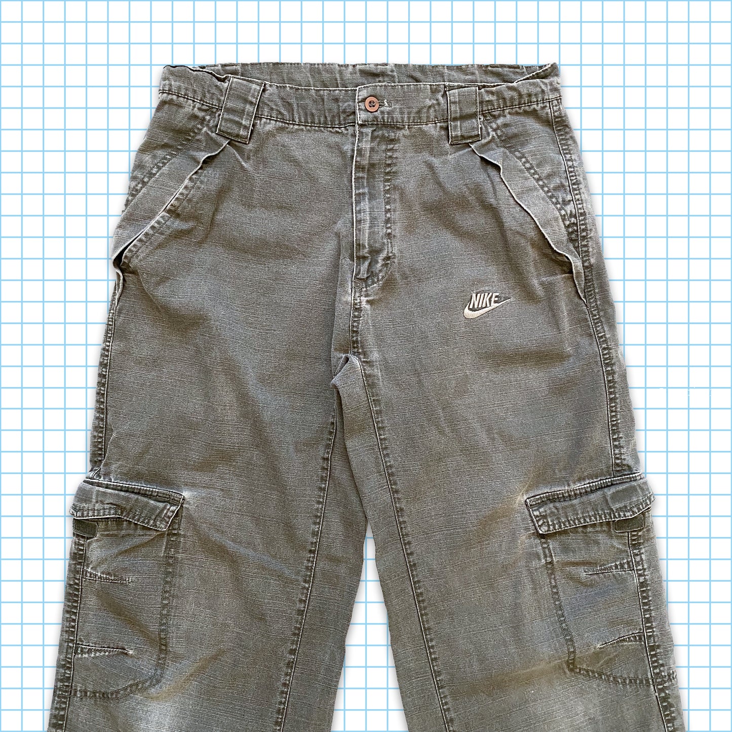 Vintage Nike Washed Khaki/Grey Cargos - Medium
