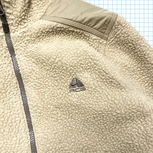 Nike ACG Oatmeal Deep Pile Fleece/Nylon Reversible Jacket 03' - Large / Extra Large