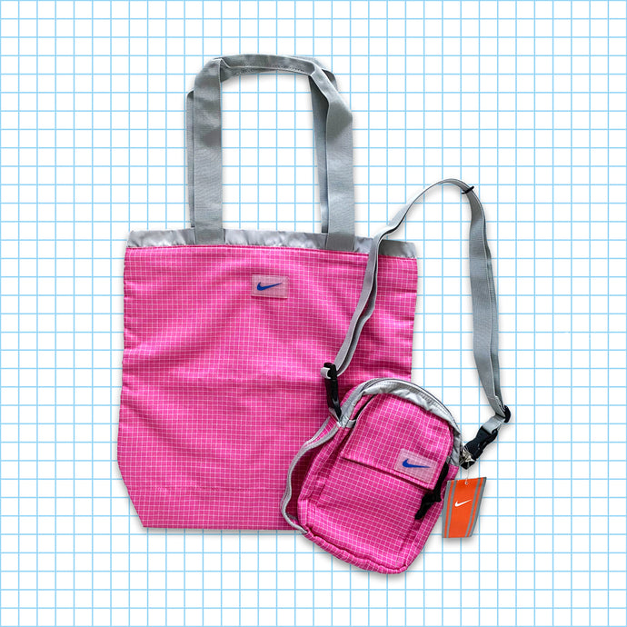 Vintage Nike Pink Grid Tote & Side Bag Set