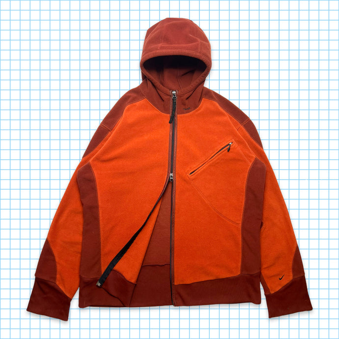 Sweat à capuche zippé en polaire à panneaux orange Nike - Extra Large / Extra Extra Large