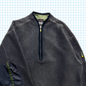 Nike Fleece/Nylon Panelled Grey Quarter Zip - Small / Medium