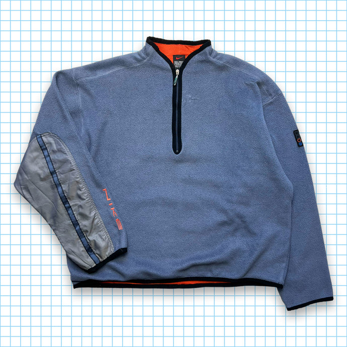 vintage Nike Gris/Bleu Quarter Zip Fleece - Grand / Extra Large