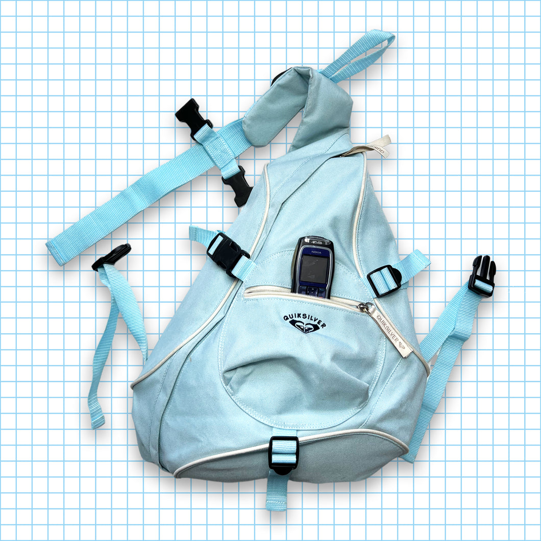 Vintage Quiksilver Baby Blue Tri-Harness Cross Body Bag