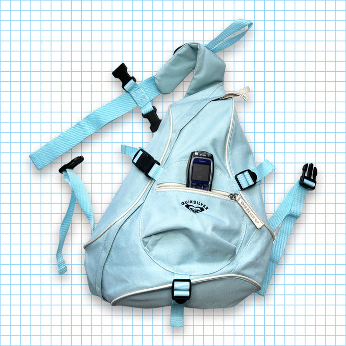 vintage Quiksilver Baby Blue Tri-Harnais Cross Body Bag
