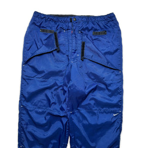 Pantalon doublé en polaire Nike Royal Blue Ripstop du début des années 2000 - Moyen