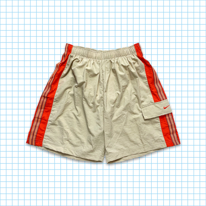 vintage Nike Beige/Orange Side Stripe Shorts - Moyen / Grand