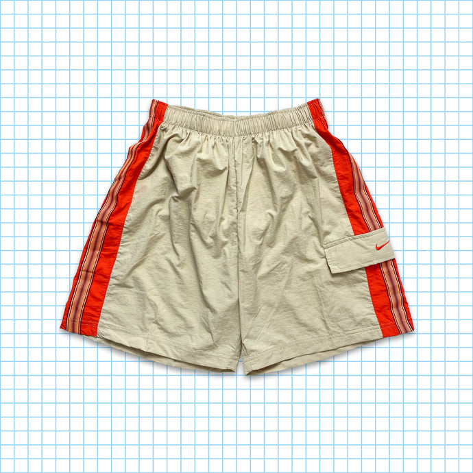 Vintage Nike Beige/Orange Side Stripe Shorts - Medium / Large