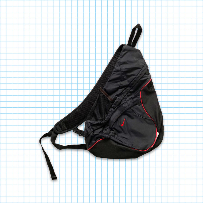 vintage Nike Technique Noir/Rouge Swoosh Tri-Harness Cross Body Bag