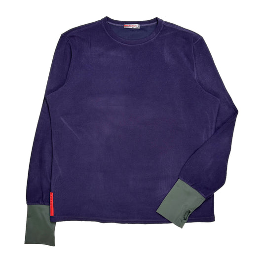 Prada Sport Col ras du cou en polaire violet foncé avec trou pour le pouce - Moyen / Grand