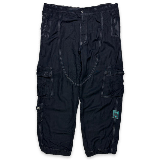 Pantalon cargo Maharishi Jet Black Contrast Stitch du début des années 2000 - Extra Large