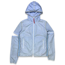 Load image into Gallery viewer, SS00&#39; Prada Sport Baby Blue Hooded Semi-Transparent Back Transformable Jacket - Womens 6-8