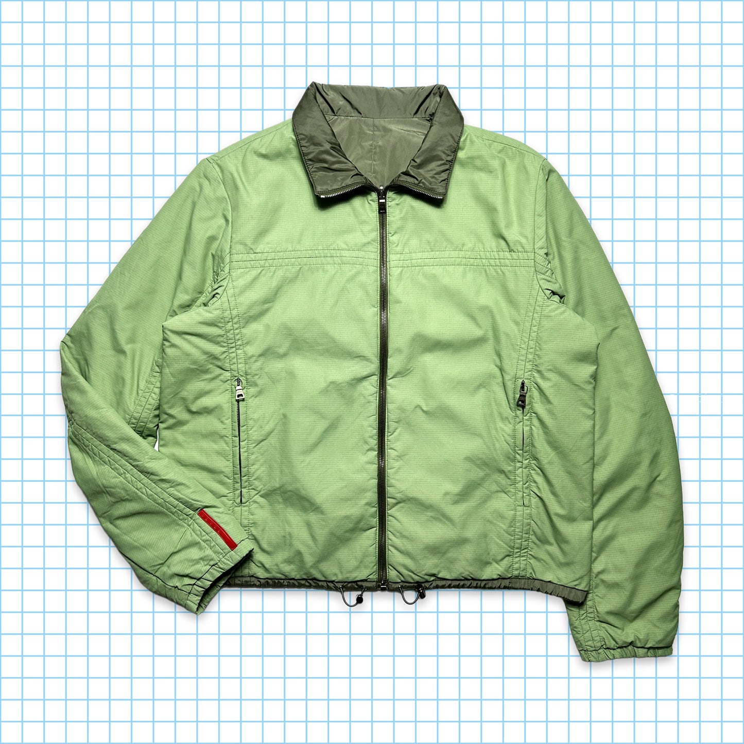 Prada Sport 2in1 Reversible Pistachio/Olive Nylon Jacket - Medium / Large