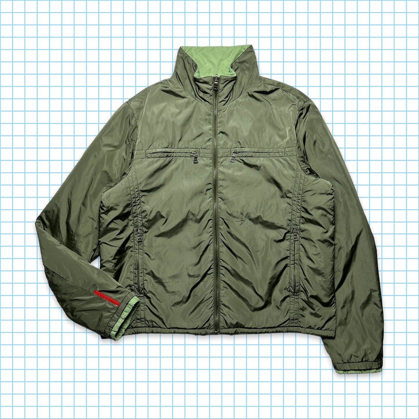 Prada Sport 2in1 Reversible Pistachio/Olive Nylon Jacket - Medium / Large