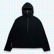 Load image into Gallery viewer, Prada Sport Jet Black Balaclava Half Zip Nylon Panel Fleece - Medium