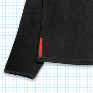 Prada Sport Jet Black Balaclava Half Zip Nylon Panel Fleece - Medium