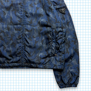 Prada Milano Blue/Grey/Black Camo Padded Nylon Down Jacket - Medium / Large