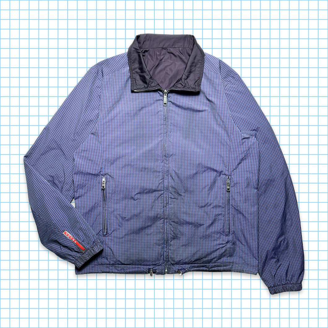 Prada 2in1 Reversible Check/Purple Nylon Jacket - Medium / Large