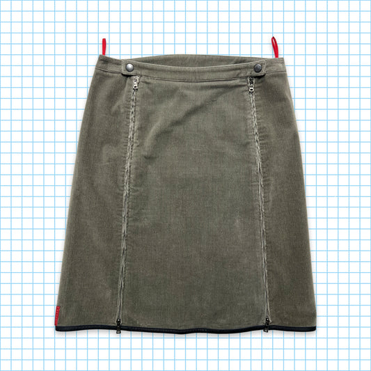 Jupe en velours côtelé Prada Sport gris fumé - Femme 8/10