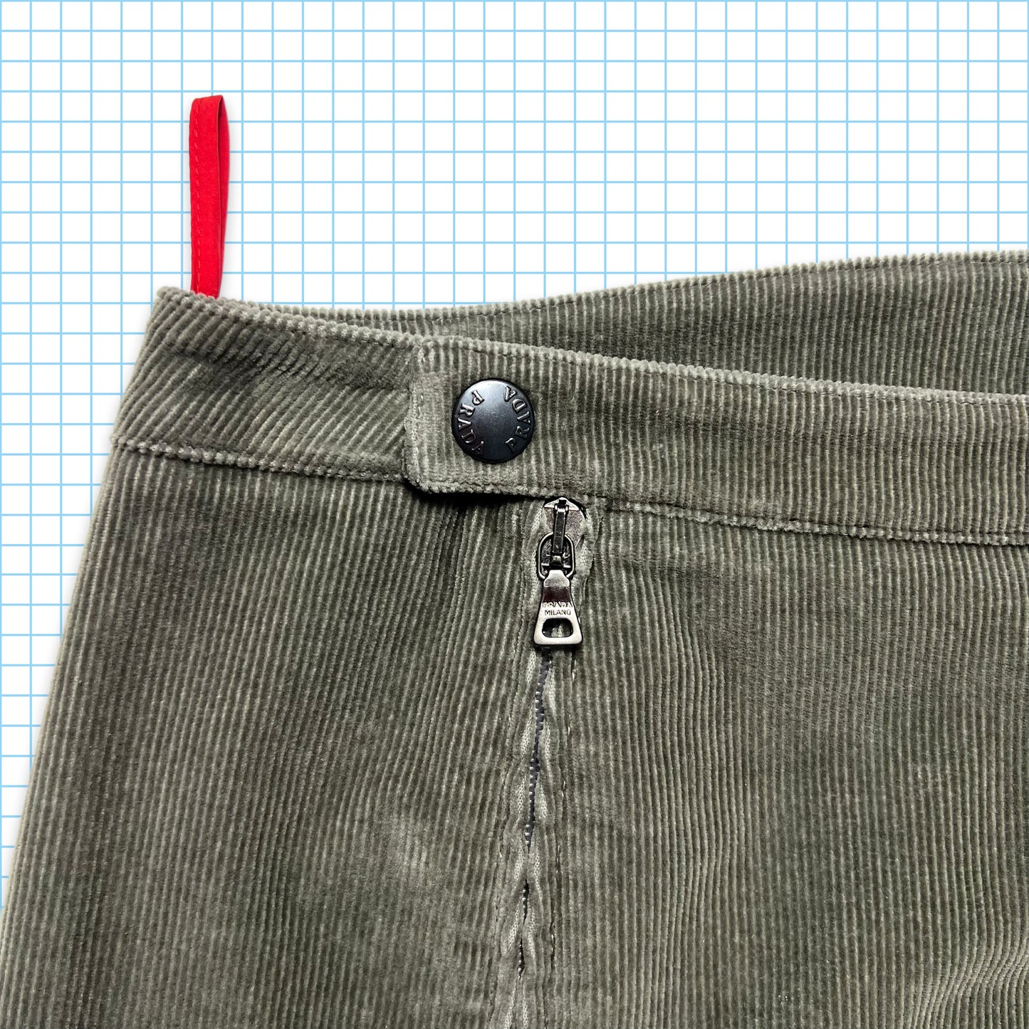 Prada Sport Smoke Grey Cord Skirt - Womens 8/10