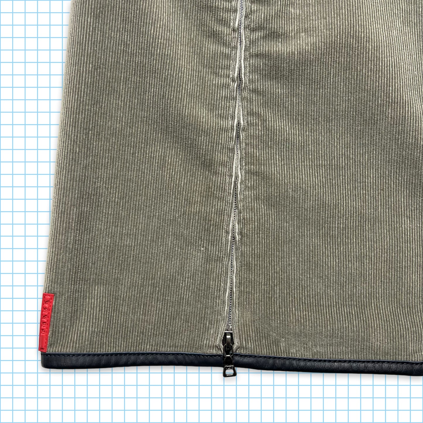 Prada Sport Smoke Grey Cord Skirt - Womens 8/10