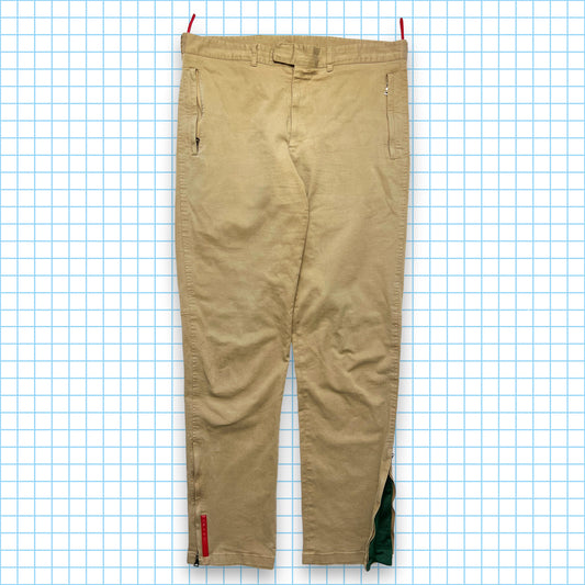 Pantalon Prada Sport en coton épais beige - Taille 34"