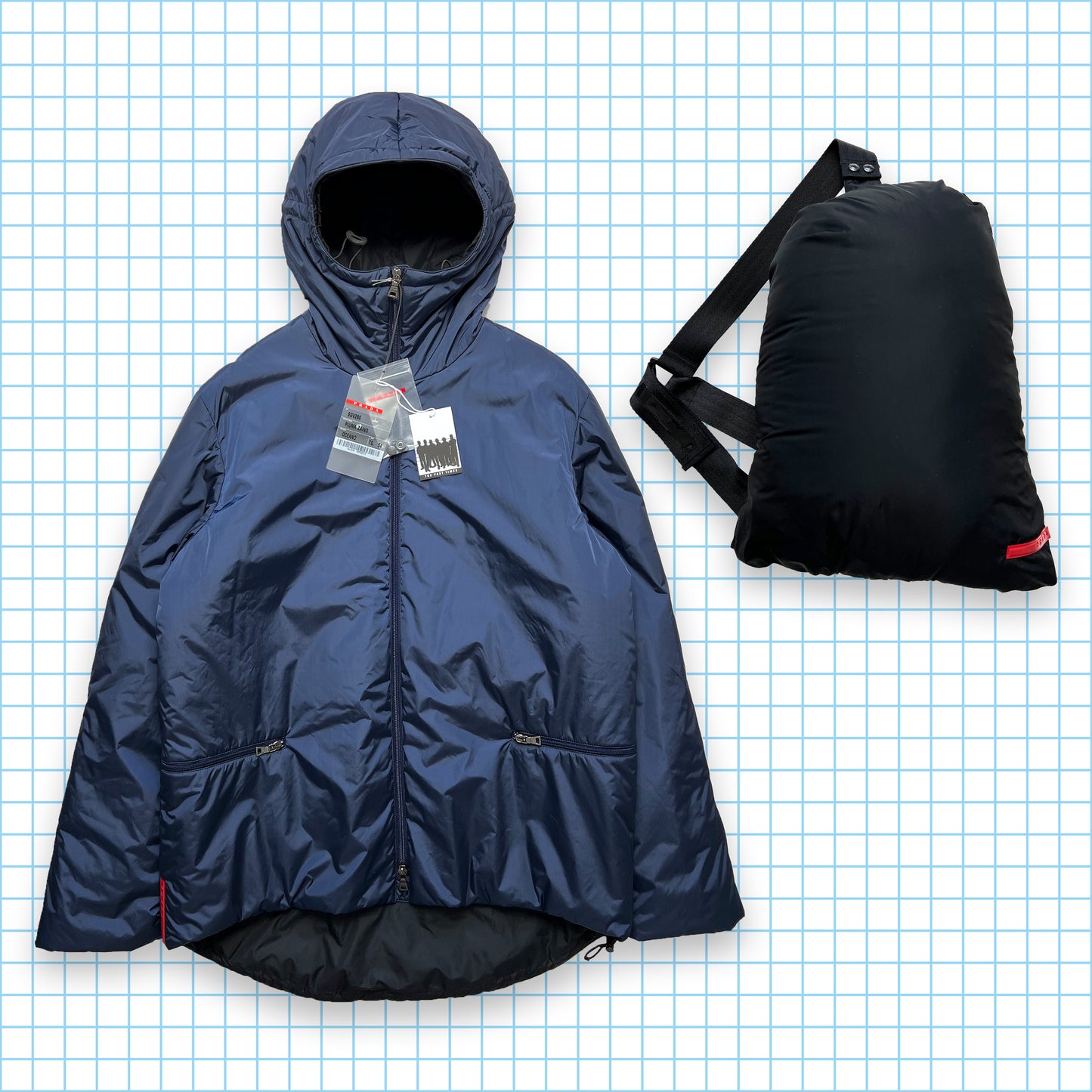 Prada Sport 2in1 Technical Padded Nylon Jacket/Tri-Harness Bag