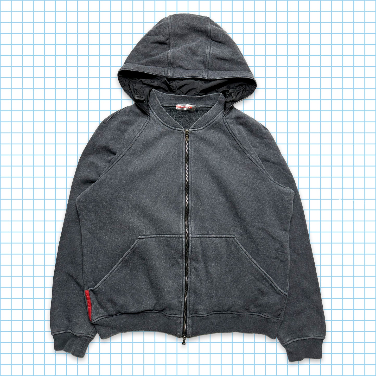 Sweat à capuche zippé Prada Sport gris foncé - Moyen / Grand