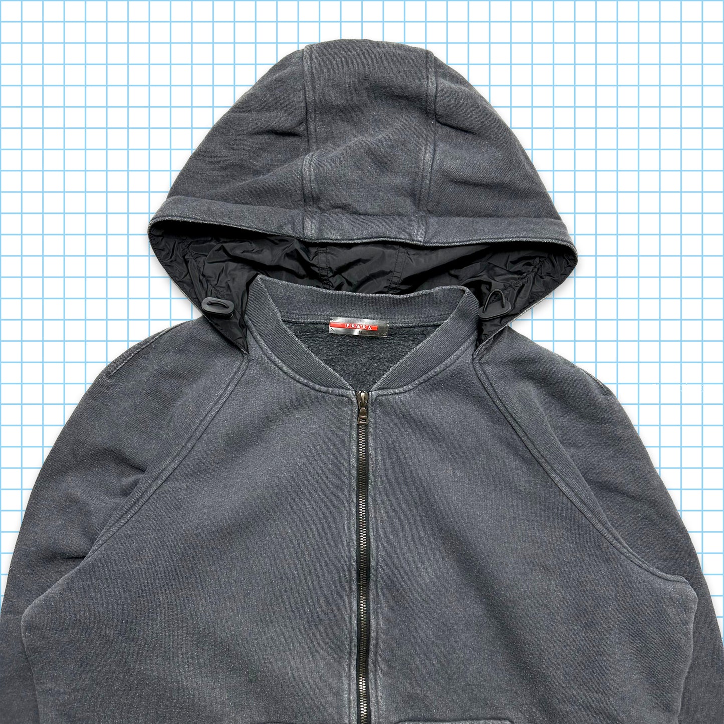 Sweat à capuche zippé Prada Sport gris foncé - Moyen / Grand