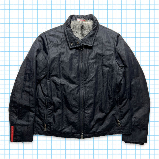 Prada Sport Veste Harrington doublée de fourrure de chèvre du début des années 00 - Petit / Moyen
