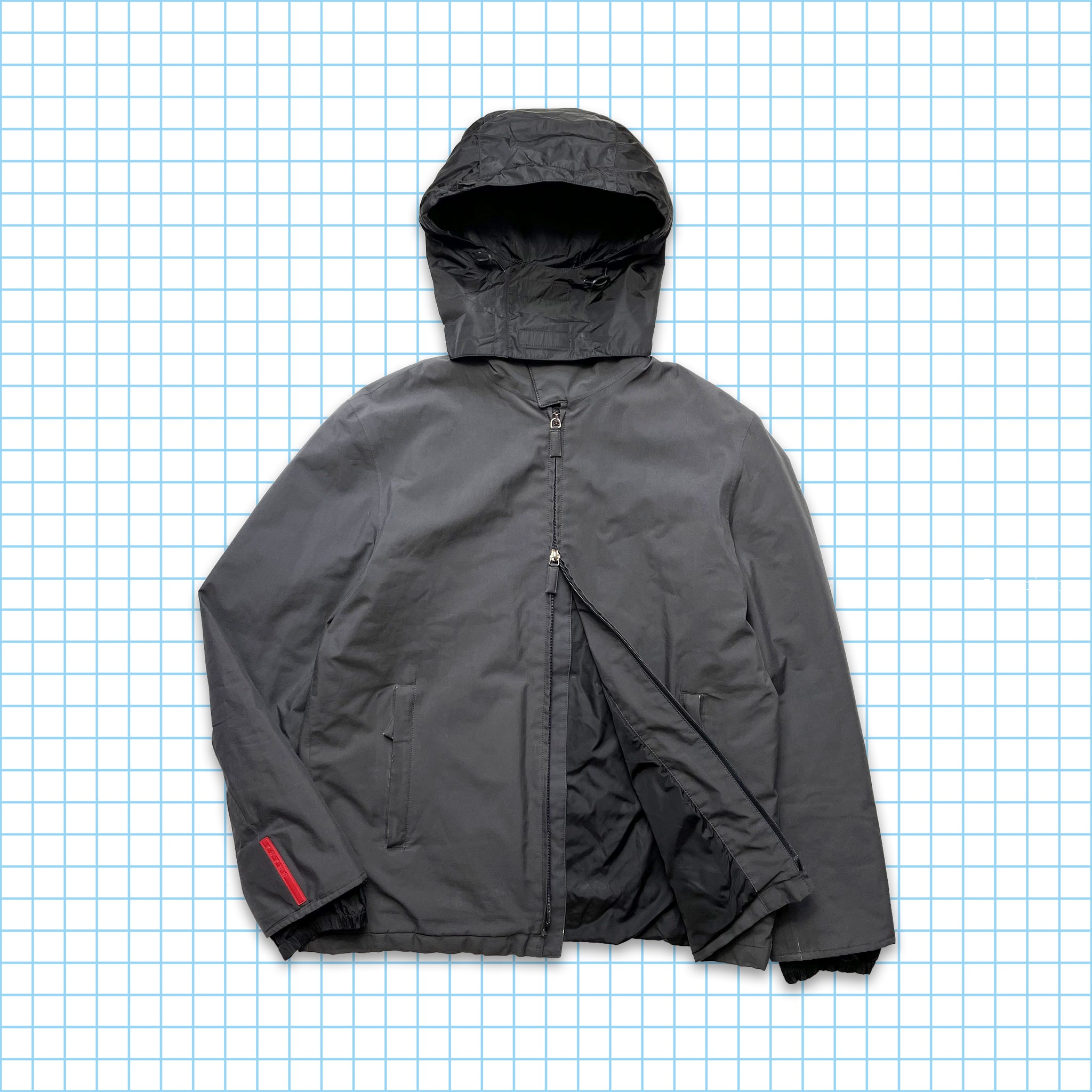 Vintage Prada Sport Dark Grey/Black Gore-Tex Stashable Hood Jacket