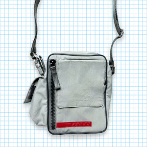 Vintage Prada Sport Light Grey/Blue Multi Pocket Mini Side Bag