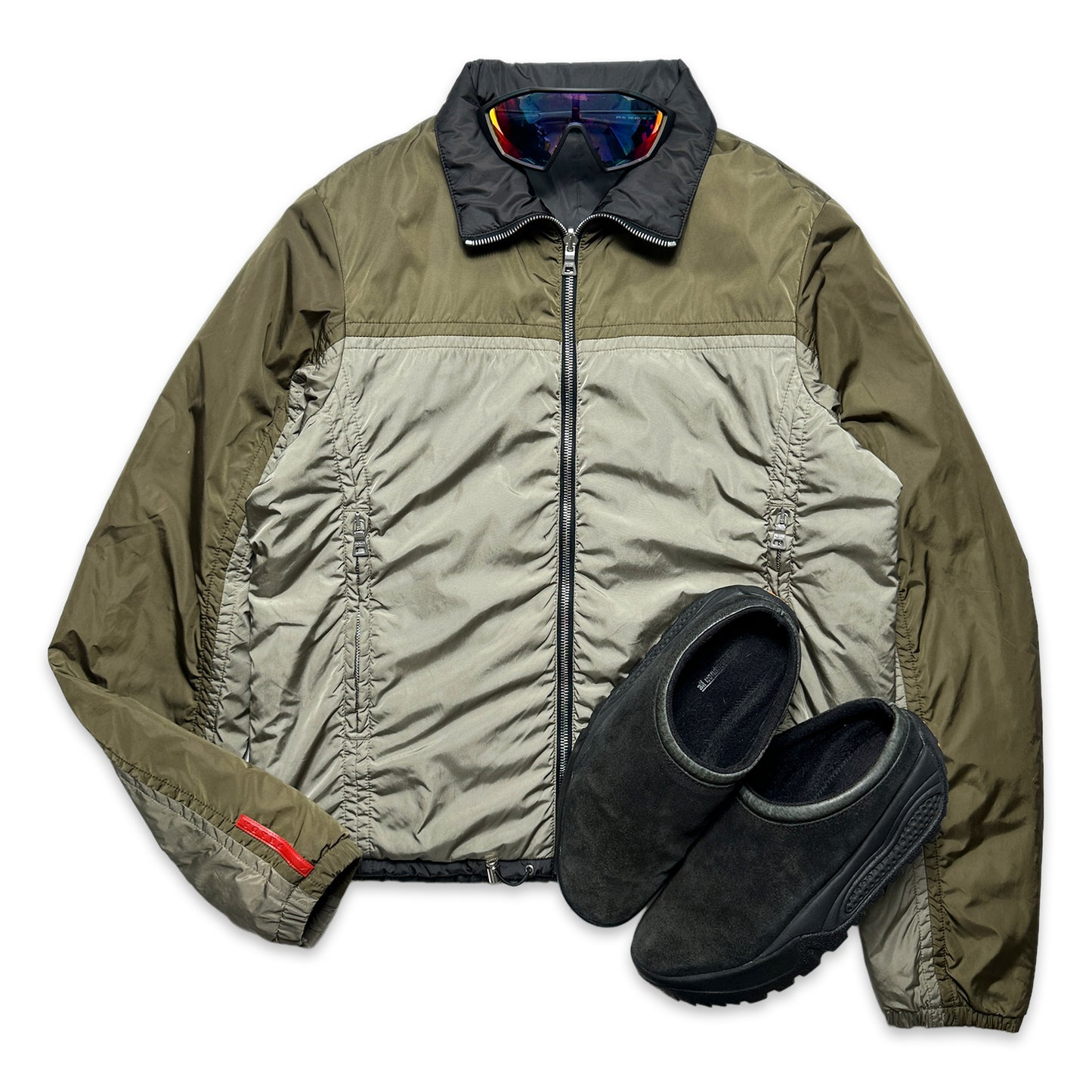 Prada Sport 2in1 Veste réversible en nylon olive/noir - Petit 