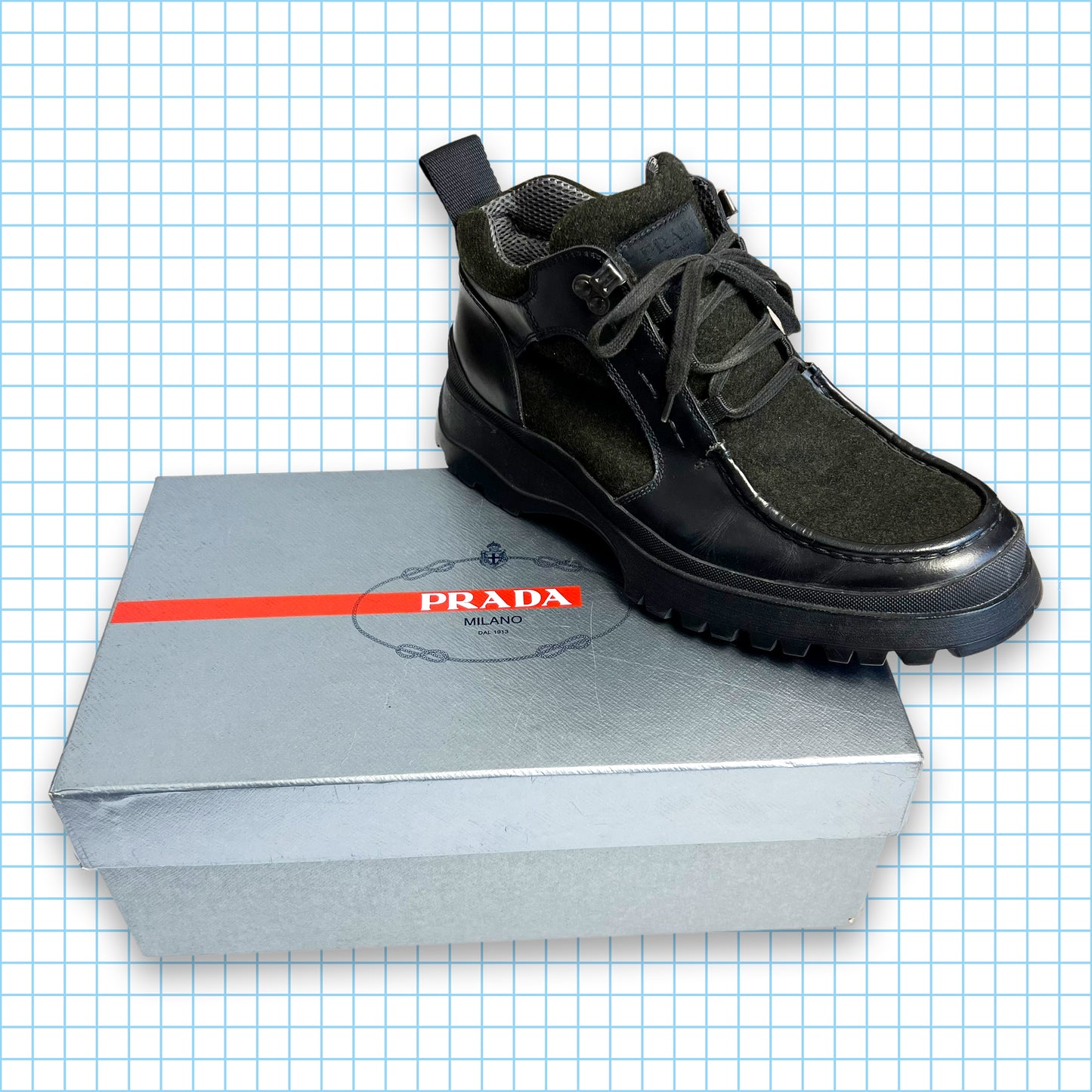 Prada Milano Leather/Wool Walking Boots - UK8.5 / US9.5