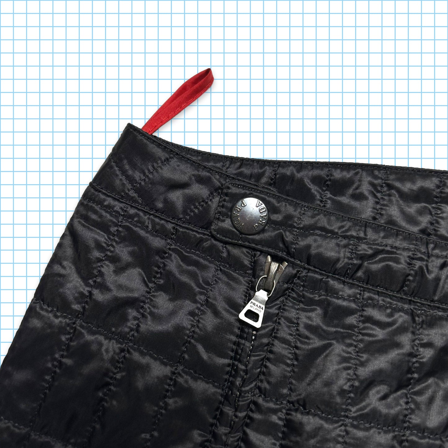 Prada Sport Jet Black Quilted Skirt - Womens 8-10