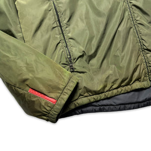 Prada Sport Veste réversible en nylon rembourré vert militaire / noir de jais - Extra Large