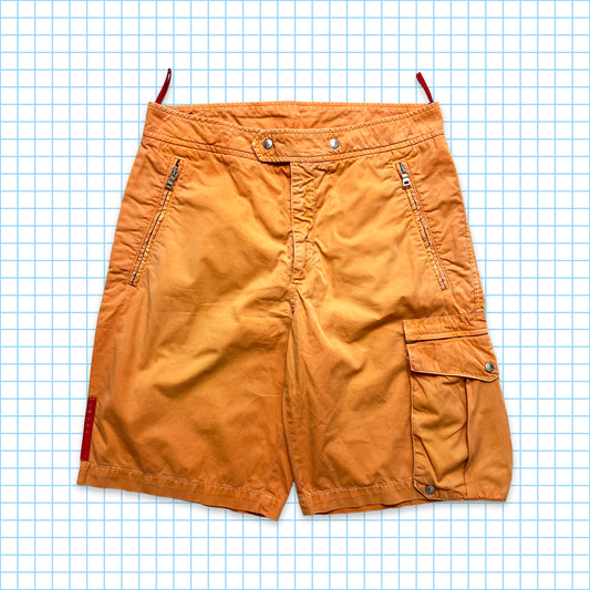 Short cargo en coton orange délavé Prada Sport - Taille 30"