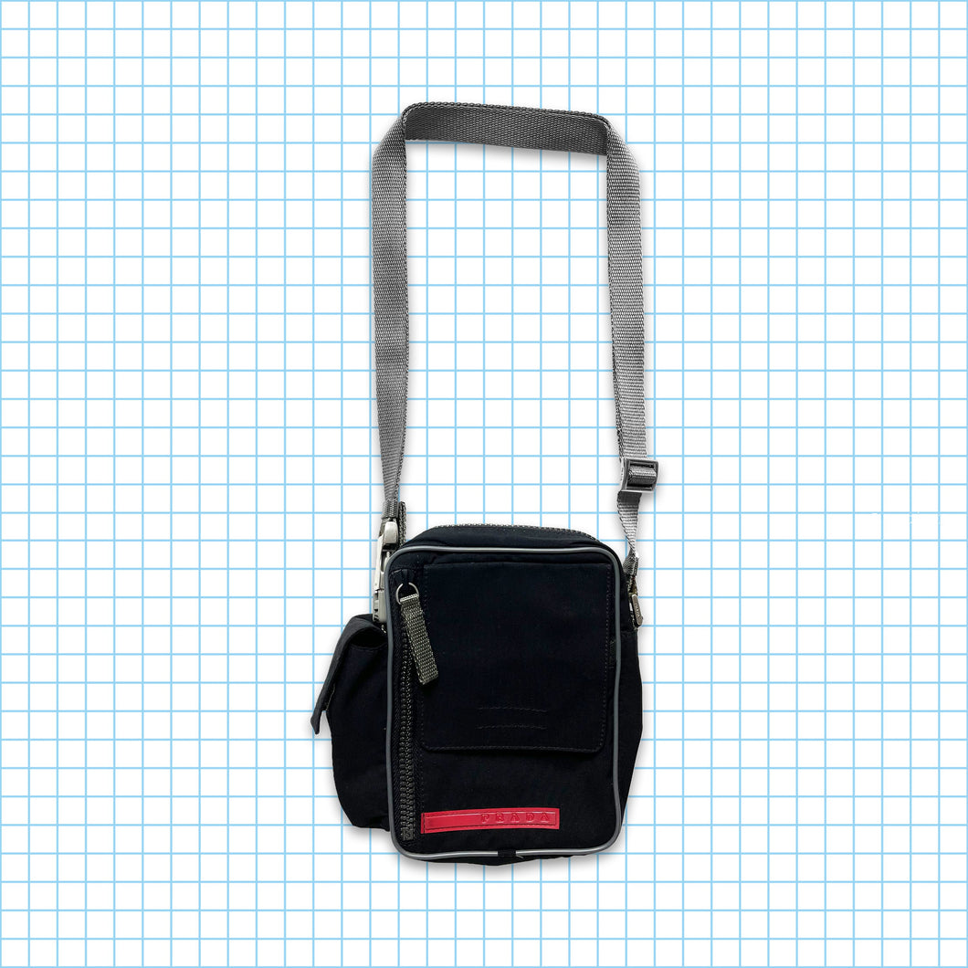 Vintage Prada Sport Black Multi Pocket Mini Side Bag