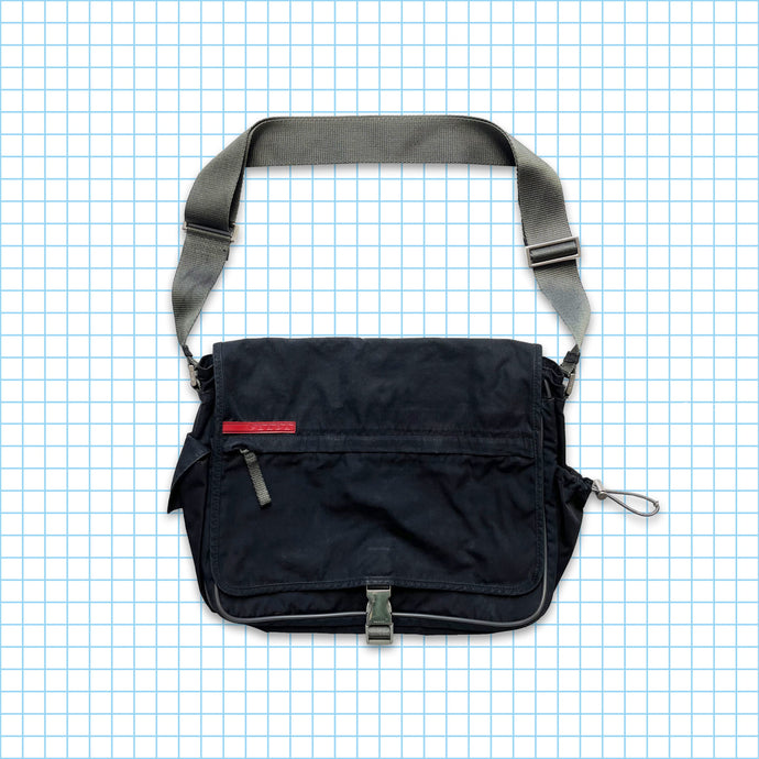 Vintage Prada Sport Black Buckled Multi Pocket Side Bag