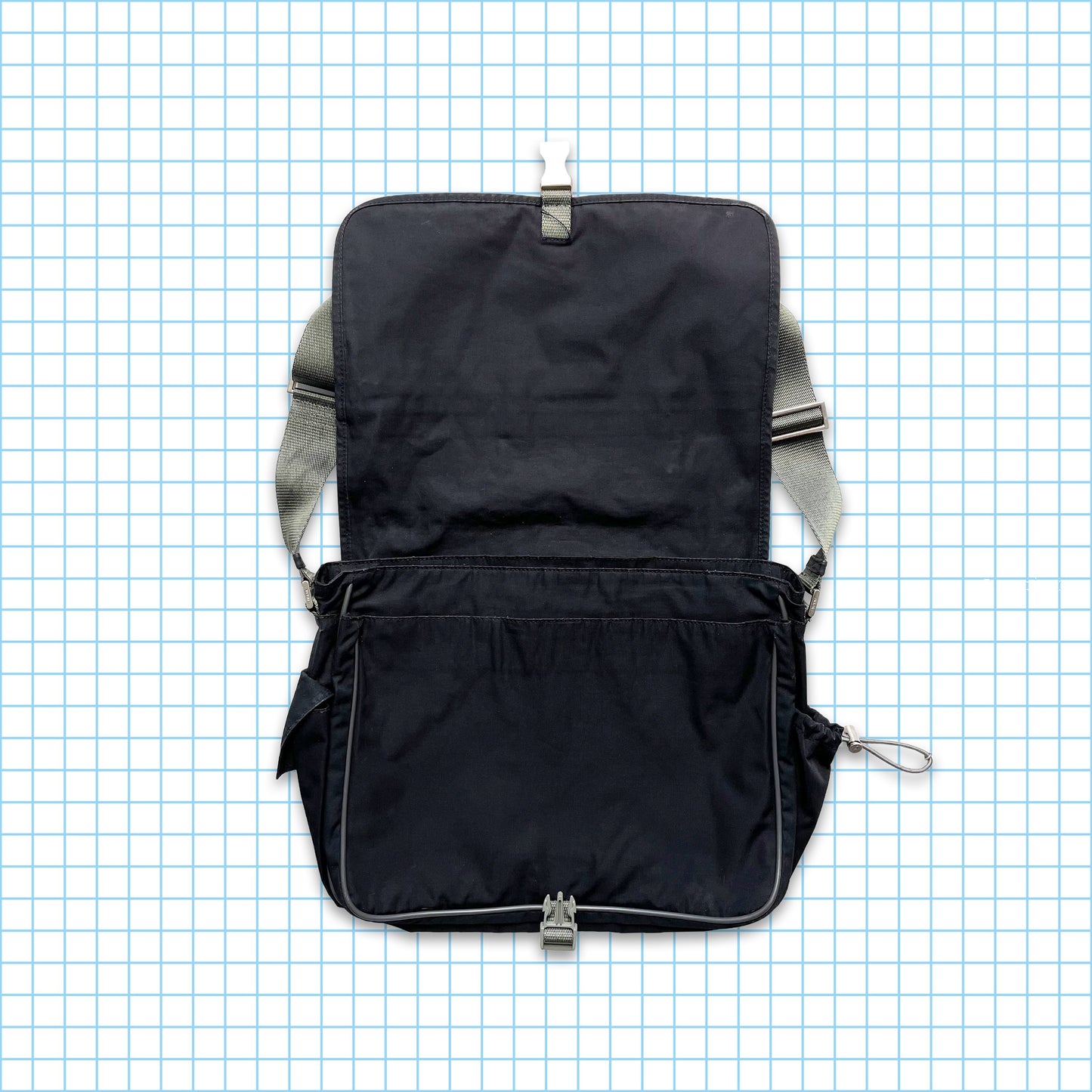 Vintage Prada Sport Black Buckled Multi Pocket Side Bag