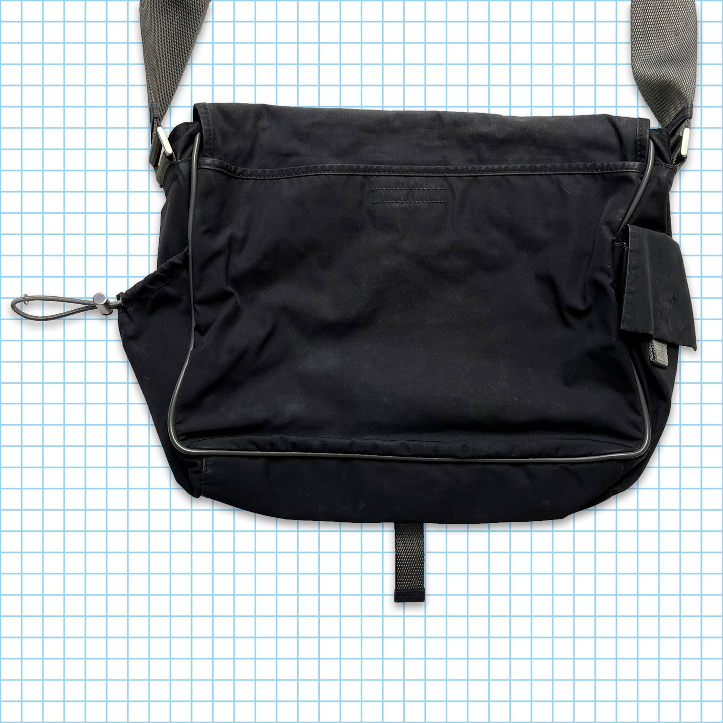 Vintage Prada Sport Black Buckled Multi Pocket Side Bag