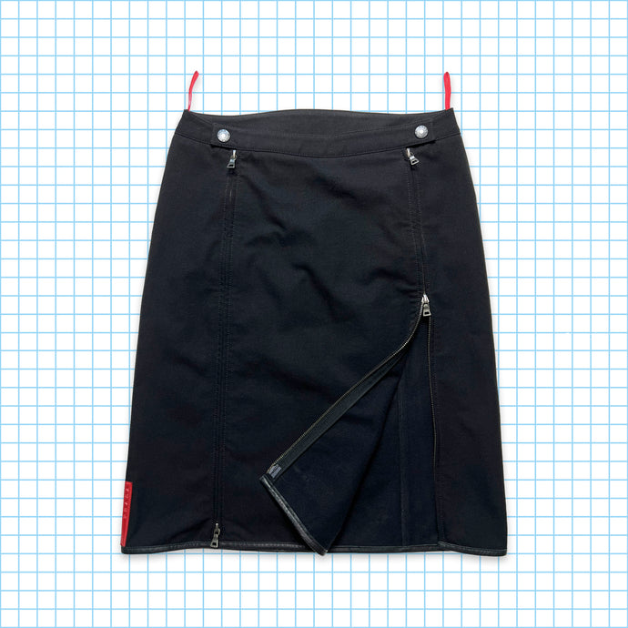 Prada Sport Jet Black Vertical Zip Skirt - Womens 6-8