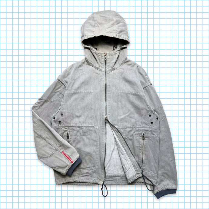 Échantillon de veste en denim contrecollé gris clair Prada Sport - Large / Extra Large