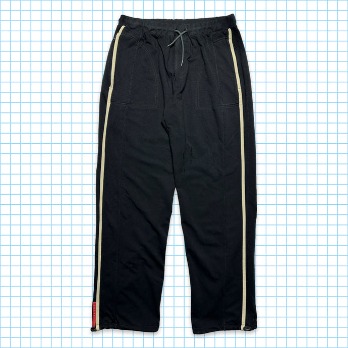 Pantalon de jogging Prada Sport Jet Black à rayures latérales - Taille 32