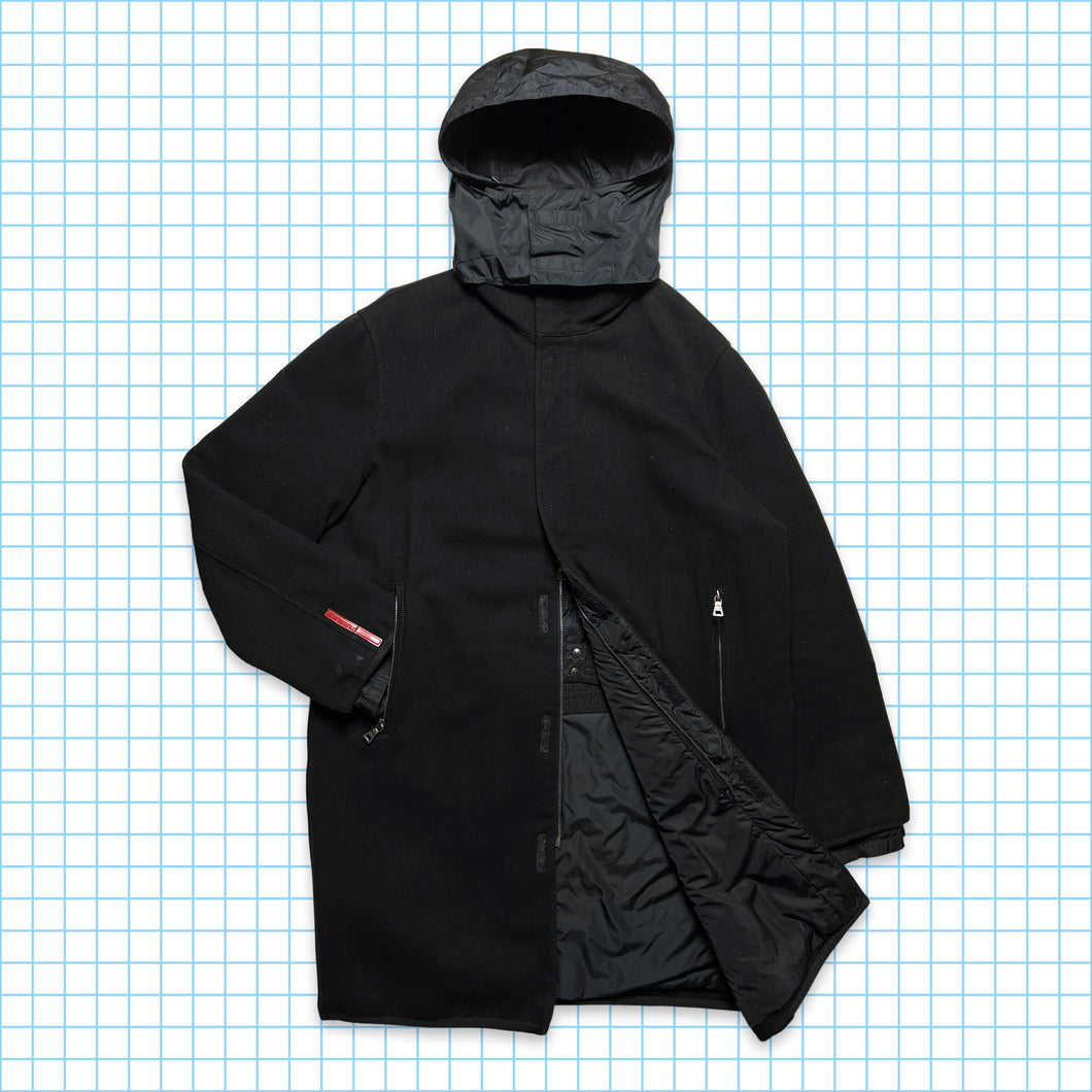 Début des années 2000 Prada Sport Wool/Nylon Rembourré Trench Coat - Grand / Extra Large