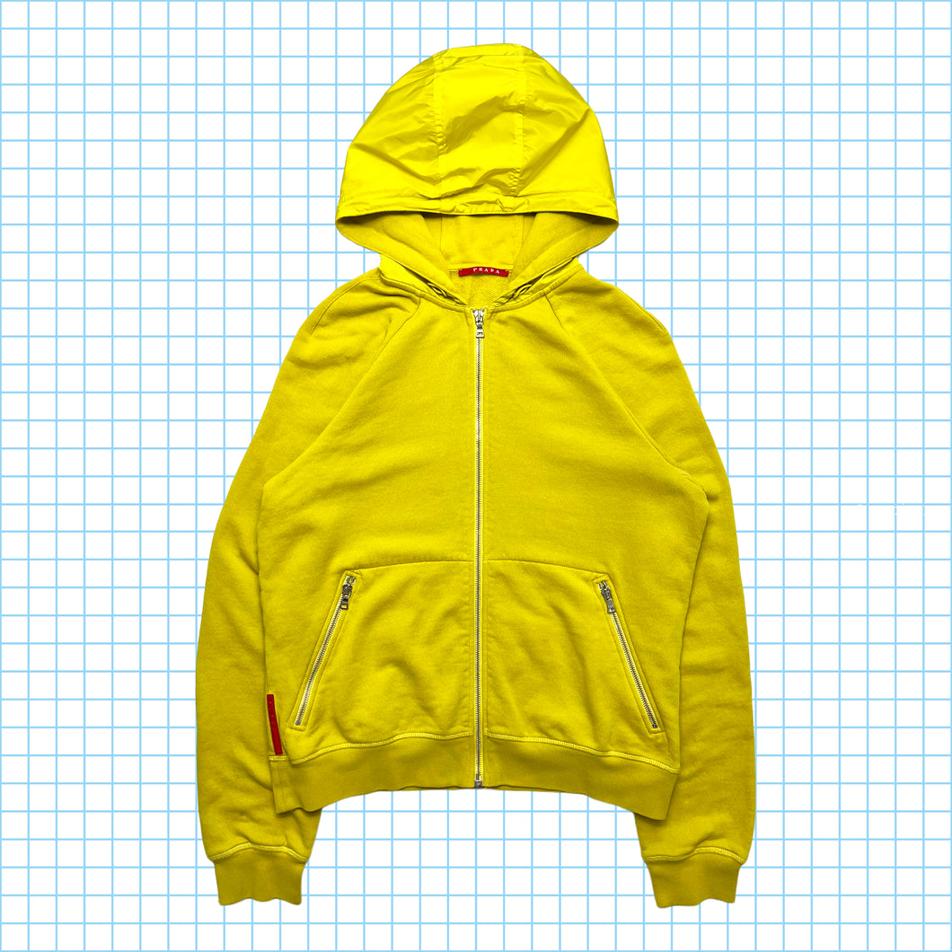 Prada Sport Bright Yellow Zipped Hoodie - Medium