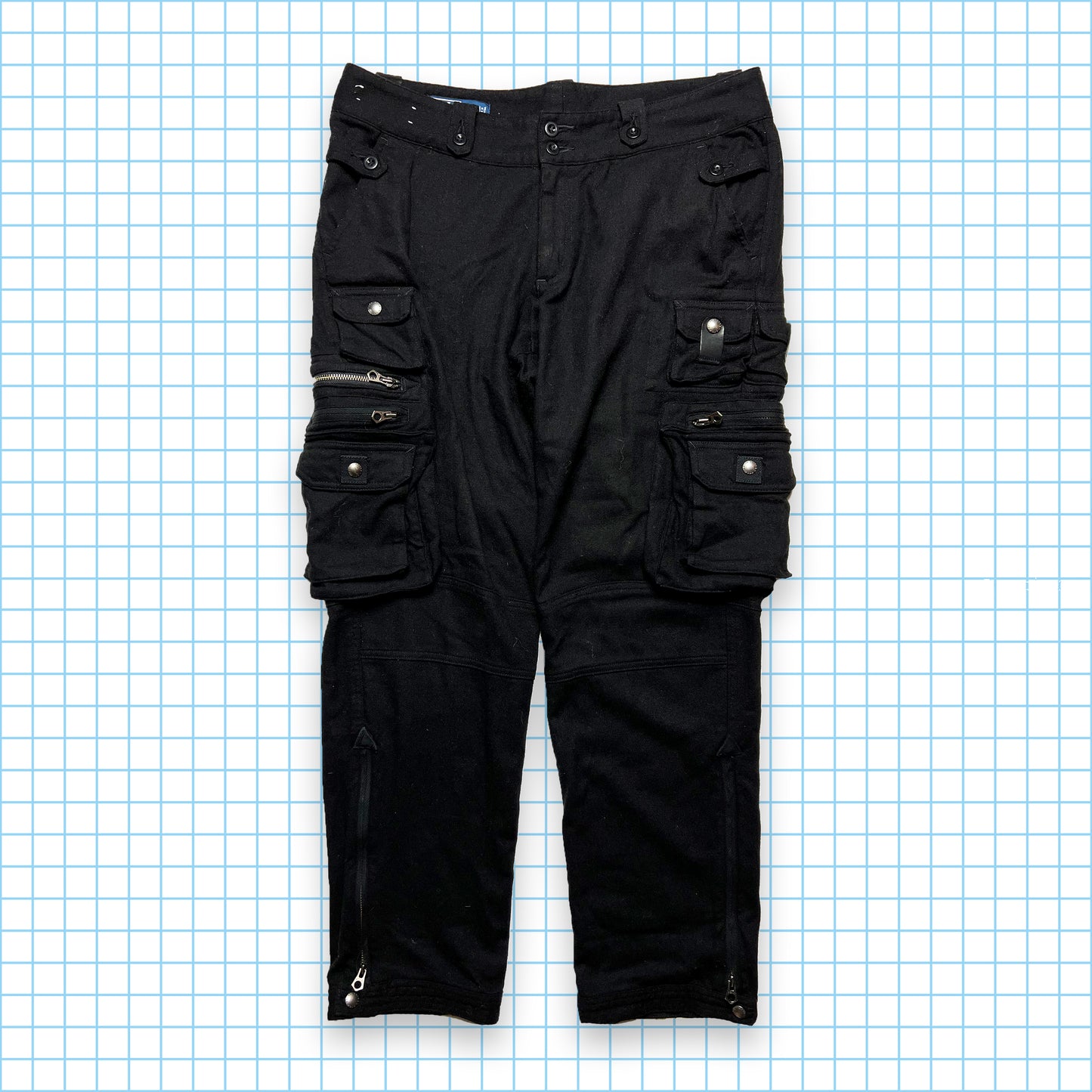 Vintage Ralph Lauren Jet Black Multi Pocket Cargos - 34" Waist